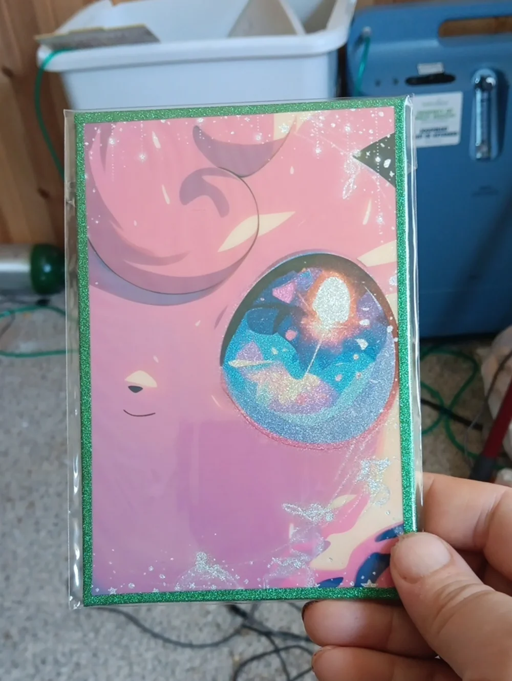 Pink Celestial Art Print with Glitter Accent